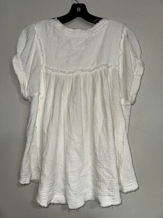 We The Free Cream Gauze Button-Up Puff Sleeve Tunic - Picture 5 of 10